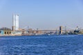 Manhattan skyline with Maritime terminals and Brooklyn bridge