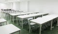 Picture of many chairs and tables in the presentations hall Royalty Free Stock Photo
