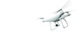 Picture Matte Generic Design Modern Remote Control Air Drone Flying with action camera. Isolated on Empty White Royalty Free Stock Photo