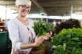 Picture of mature woman at marketplace buying vegetables Royalty Free Stock Photo