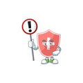 A picture of medical shield cartoon character concept holding a sign