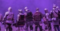 Medieval Knights set against an ultra violet background Royalty Free Stock Photo