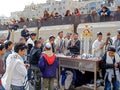 Men praying at the Western Wall, Wailing Wall, Jerusalem, Israel Royalty Free Stock Photo