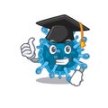 A picture of microscopic corona virus with black hat for graduation ceremony Royalty Free Stock Photo