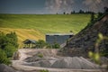 Picture of mining in a quarry with demolition equipment, industrial photography, mining and environmental destruction