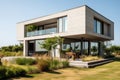 picture of a modern concrete home on forest area Royalty Free Stock Photo