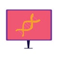 Picture of a monitor with DNA on a white background. Vector illustration Royalty Free Stock Photo