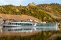 Picture of the Mosel in Bernkastel-Kues with cruise ship at golden hour Royalty Free Stock Photo