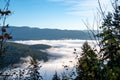 A picture of mountains and sea of clouds on a misty morning. Royalty Free Stock Photo