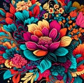 Mix of multicolor floral flower hand draw background