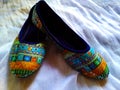 Multiple colored shoes design with and Indian art