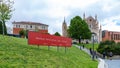 Museo Nacional del Prado Sign and Church of Saint Jerome the Royal Royalty Free Stock Photo