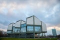 Museum of Contemporary Arts of Belgrade during a cloudy afternoon.