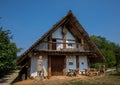 Picture of a museum of rebuild viking buildings in southern Germany