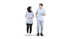 Muslim couple jogging together in the studio Royalty Free Stock Photo