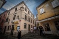 Picture of a narrow medieval street of the historical center of Koper, Slovenia. Koper, or Capodistria, is the fifth largest city