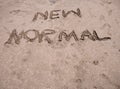 Picture new normal writing on the sand