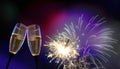 Clink glasses - New Year`s Eve / celebration Royalty Free Stock Photo