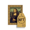 Picture with nft tag. A work of art is sold through an auction for cryptocurrency. Token crypto. Sale. Vector