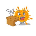 An picture of nobecovirus cartoon design concept holding a box