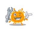 A picture of nobecovirus mechanic mascot design concept