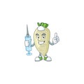 Picture of Nurse white radish cartoon style holding syringe