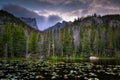 Roucky Mountain Lake Landscape at Sunset Royalty Free Stock Photo