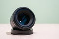 Objective lens of photo camera for photo or video Royalty Free Stock Photo