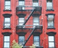 Picture of old building with fire escape, color toning applied, New York City, USA