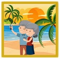 A picture of an old couple selfie together at the beach Royalty Free Stock Photo