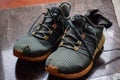 Picture of old dirty green color sports shoes