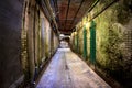 Old moss covered hallway in Alcatraz prison in San Francisco, California Royalty Free Stock Photo