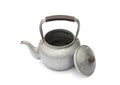 Old rustic aluminum kettle isolated on white background Royalty Free Stock Photo