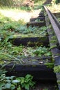 Weathered railway tracks leading into nowhere Royalty Free Stock Photo