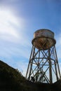 Old rusty water tank on Alcatraz island in San Francisco, California