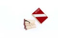 Picture of one burned matchstick on the open matches with box Royalty Free Stock Photo