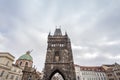 Old town bridge tower of Charles Bridge Karluv Most, or staromestska mostecka vez in Prague, Czech Republic, seen from below Royalty Free Stock Photo