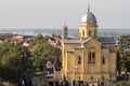 Panorama of Zemun from the Gardos Hill with the Zemun cemetery and the Saint Dimitri Church in front Crkva Svetog Dimitrija