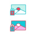 Picture with padlock locked. Picture security private icon symbol in unique pastel color