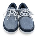 Picture of a pair of blue trainers over a white background. Royalty Free Stock Photo