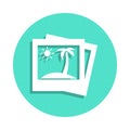 picture of palm trees icon in badge style. One of travel collection icon can be used for UI, UX