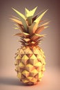 Picture of paper handmade pineapple on the pastel background, colorblocks technique. Generative AI Royalty Free Stock Photo