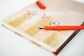 Picture of pen on the closed diary Royalty Free Stock Photo