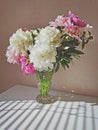 Picture of peonies in the kitchen table