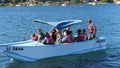 People sailing on a small boat in the south of Chile Royalty Free Stock Photo