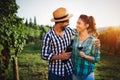 Picture of people tasting red wine in vineyard Royalty Free Stock Photo