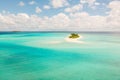 Picture perfect beach and turquoise lagoon on small tropical island on Maldives Royalty Free Stock Photo