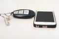 Picture of phone and car remote and key Royalty Free Stock Photo