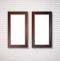 Picture and photo frame with sunlight on white brick wall Royalty Free Stock Photo