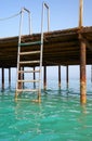 Picture of a pier swim ladder, tropical summer vacation concept